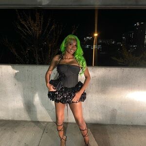 Black Corset Dress with Ruffle Skirt